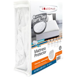 Guardmax Terry Cotton RV Mattress Protector - Premium Waterproof and Hypoallergenic RV Mattress Cover Fitted Sheet - Protects Against Urination, Perspiration, & Spills. (48X 75 X 13)