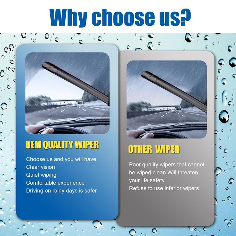 HRSNO 24"+18" Windshield Wipers With 14" Rear Wiper Blade Sets