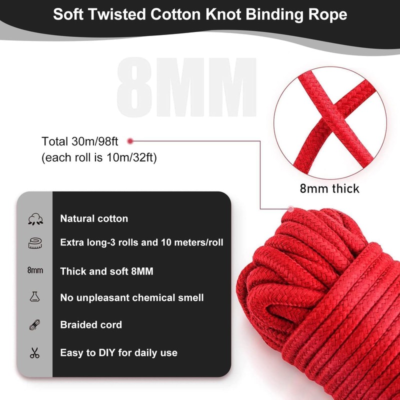TNTAIAHL Soft Cotton Rope - 2 Pack 10M/32Ft Cotton Cord