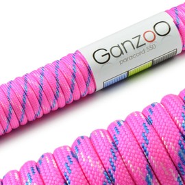 Ganzoo Paracord 550 Rope, Nylon Polyester, 4 mm, Type 3, 30 Metres, 7 Core Strands, Outdoor Cord, All-Purpose Rope, Dog Collar, Dog Lead, Bracelet, Knotting Bracelet, Camping, Survival - Magenta Blue