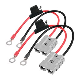 KUGONTC 2pcs Fused Anderson Plug Connector Lead 50Amp Plug to 6mm Lugs, 10 B&S 60 amp Cable Lead 300mm