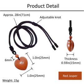 EDEN'S CALL Handcarved Crystal Stone Heart Pendant Necklace for Women Love Healing Quartz Pendant with Adjustable Cord, Red Jasper