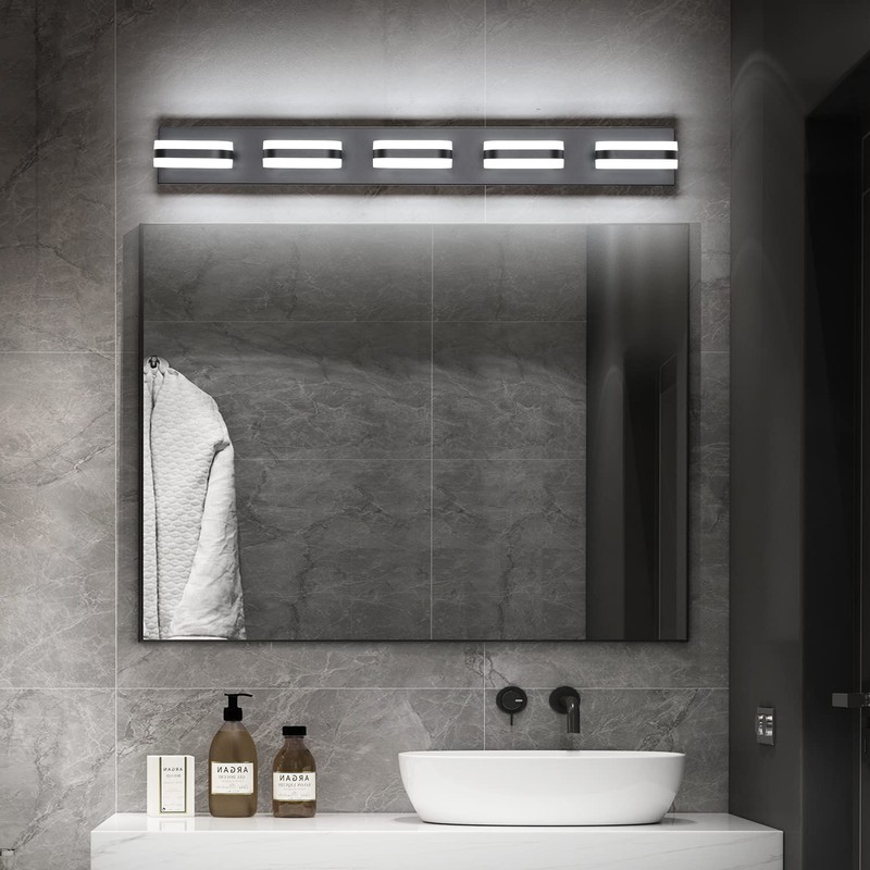 PRESDE Modern Black Bathroom Lights Fixtures Over Mirror 5 Light
