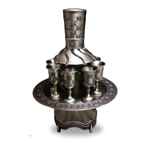Legacy Judaica 8 Cup Kiddush Wine Fountain, 14 Count (Pack of 1), Pewter