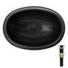 LQS Black Oval RV Kitchen Sinks, 16.73" x 11.81" Small
