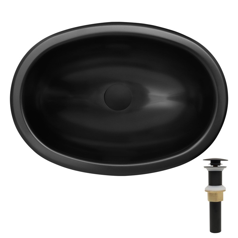 LQS Black Oval RV Kitchen Sinks, 16.73" x 11.81" Small