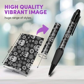 1 x Black Ballpoint Pen - Colourful Flowers Skull Floral Sugar #41086
