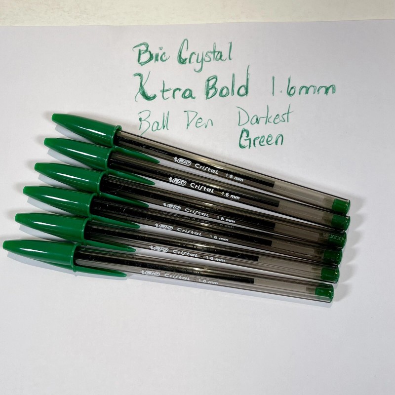BIC 6 Dark GREEN Bic Cristal Ballpoint Pens 1.6mm Xtra