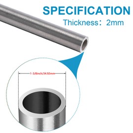 Vigorous 1-3/8" OD x 1 Ft. 304 Stainless Steel Tube, CYIWPH Seamless Stainless Steel Round Straight Tubes, Round Metal Pipe for DIY Crafts, Industry, Furniture, Frames, 2mm Wall Thickness (2 Pcs)