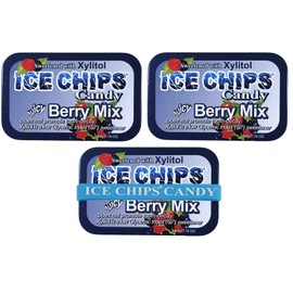 ICE CHIPS Xylitol Candy Tins 5.28 oz total (Berry Mix, 3 Pack) - Includes BAND as shown