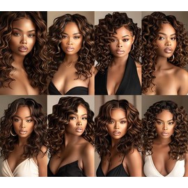 Brown Highlight Ombre Water Wave Bundles Human Hair 24 26 28 Inch Two Tone Soft and Healthy P4/30 Human Hair 3 Bundles