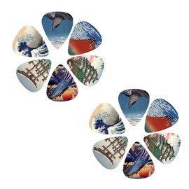 Guitar Picks - Czzmy 12 Medium Gauge Celluloid Guitar Picks In a Box W/Picks Holder. Unique Guitar Gift For Bass, Electric & Acoustic Guitars (12-Japanese Culture)