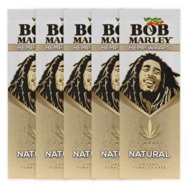 Bob Marley Wraps - Natural Flavor - Pack of 5 Pouches (2 Wraps Per Pouch)