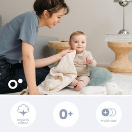 Doomoo 3er-Set Mulltücher Baby| 70x70 cm| Bio-Baumwolle| extra weich & saugfähig| Musselintücher Neugeborene| Spucktücher Baby | waschbar | Creme