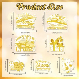 50th Anniversary Decorations Cruise Door Magnets, 7 Pcs Gold Happy 50th Anniversary Cruise Door Decorations Magnetic, 50th Wedding Anniversary Decor for Ship Cabin Door Fridge