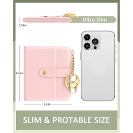 Aiawoxc Womens Wallet, RFID Small Wallets for Women, Slim Compact Credit Card Holder, Cute Leather Bifold Ladies Purse with Zipper Coin Pocket and ID Window, Pink