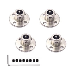 4 Pcs 6.35mm Rigid Flange Shaft Couplings,Rigid Flange Shaft Mounting Hub with L-Wrench and Locking Screws for DIY Projects