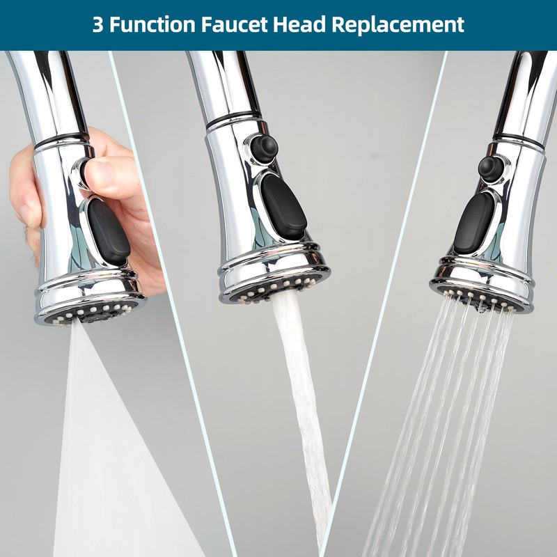 Hygie Rinse Pull Down Kitchen Faucet Head Replacement 3 Function