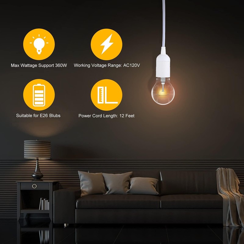 Simple Deluxe 12 Feet Extension Hanging Lantern Pendant Light Cord