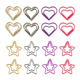 Hesena 200 Pcs Cute Heart and Star Shaped Paper Clips Set, 100 Pcs Heart-Shaped Paper Clip and 100 Pcs Star Paper Clip for Office and Home(Heart Shape+Star Shape)
