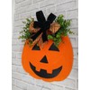 Fall Door Wreath, Decorative Wood Pumpkin, Hanging Front Door Decor
