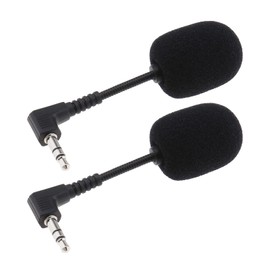 eMagTech 2Pcs 3.5mm Mini Microphone for Explainer Sound Card Desktop Computers with Sponge Cover 360 Degree Rotation Adjustable 3-Pole Stereo Plug and Play Portable