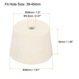 sourcing map Rubber Conical Plug 38 mm to 46 mm with Hole Test Tubes Plugs White for Lab House Pack of 3