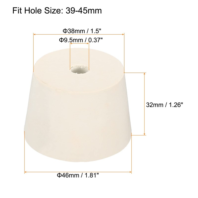 sourcing map Rubber Conical Plug 38 mm to 46 mm