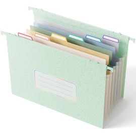 Wheat Straw Expanding Hanging File Folders, File Organizer, 1.2" Accordion Pockets, Large Capacity, Letter Size for Filing Cabinet, 100% BPA Free, Return to Nature, Healthy Living-Mint Green