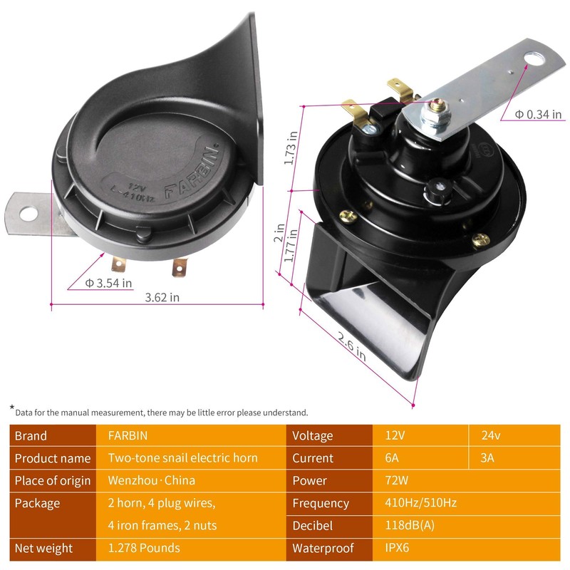 FARBIN Loud Truck Horn 12v Air Horn Loud Car Horn