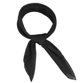 Cyunda Chiffon Scarf for Women and Girls, 26x26 inches Square Neck Scarf, Classic Retro Ribbon Handkerchief for Hair Wrapping,Black