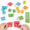Wooden Cube Puzzle Toy Magic Face Building Block Thinking Game