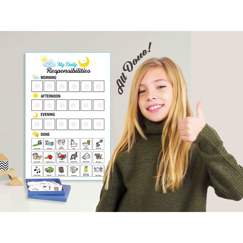 Inkdotpot Kids Daily Responsibility Checklist, to-Do List- Daily Routine- Chore