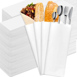 party greeting 3000Pcs Silverware Bags 10x2-3/4inch Churro Bags Baguette Bags Grease Silverware Sleeves for Restaurant Unprinted Cutlery Bags for Bakery Treats Pretzel Rods Candy Cookies Kitchen
