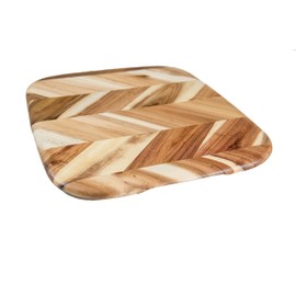 Lipper International Acacia Herringbone Rounded Edge Cutting and Serving Board with Inset Handles for Chopping Meats, Fruits and Vegetables, Small, 12 1/2" x 14 1/2" x 3/4" Thick