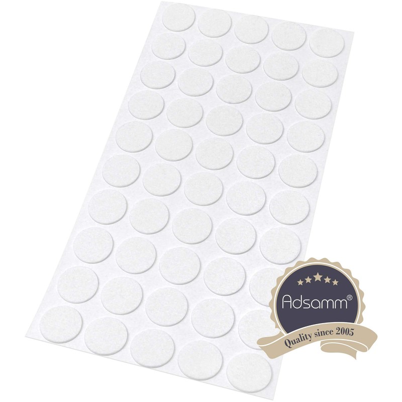 Adsamm® / 50 x Selbstklebende Filzgleiter/Weiß/ø 20 mm/Rund / 1.5
