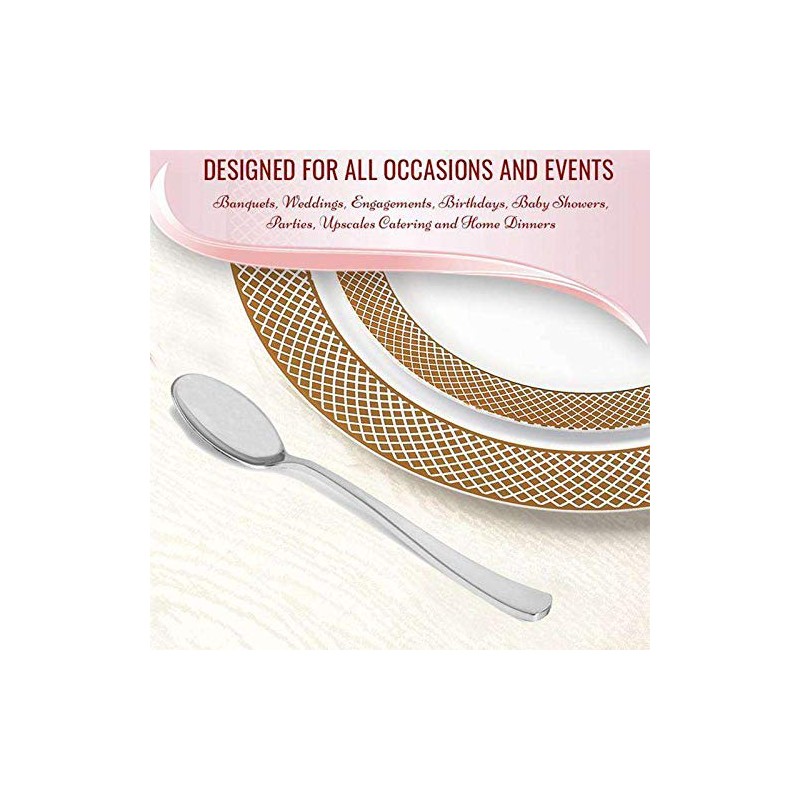 Plastic Shiny Metallic Spoons - 6.75" | Silver | 24