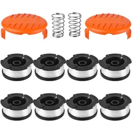 String Trimmer Line Replacement, 30ft 0.065" String Trimmers Line for Black + Decker, AF-100 Trimmer String, Auto Feed Weeder Spools (8 Spools, 2 Spool Cap, 2 Spring)