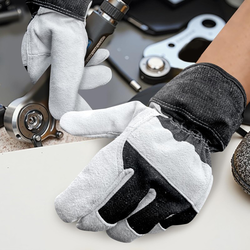 KKOYING 2 Pair Pack Leather Work Gloves, Goatskin Work Gloves,