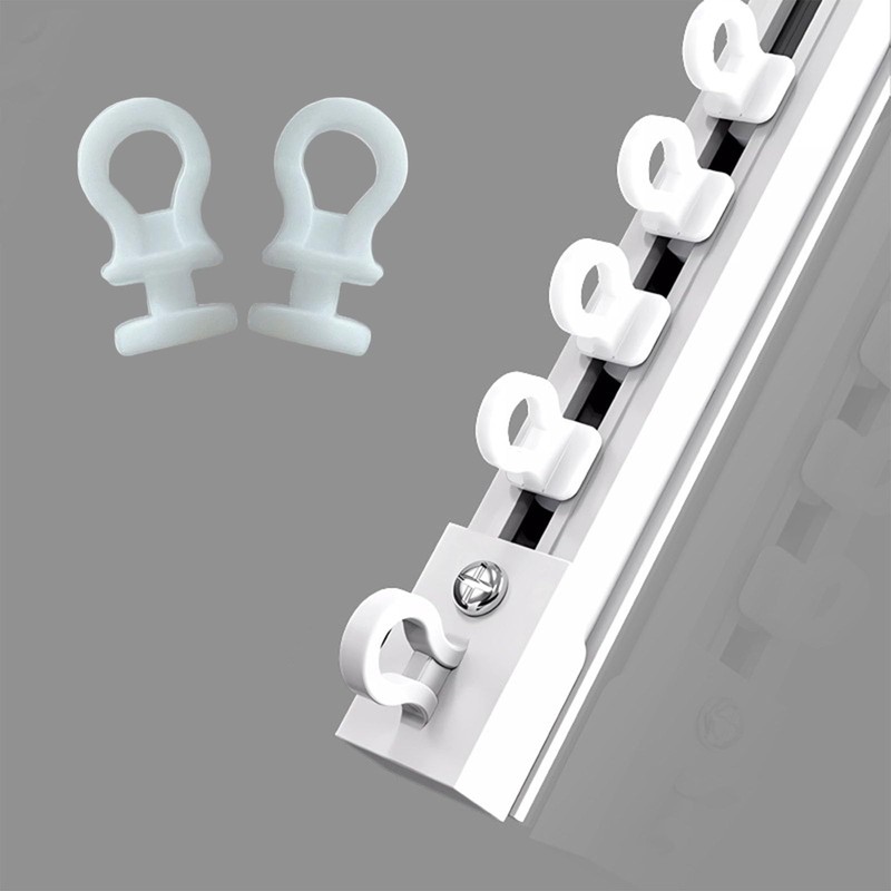 DWUENT 120 White Plastic Curtain Hooks (2.3x1cm) - PE Glider