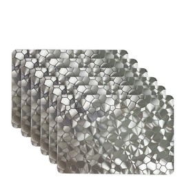 Dainty Home Silver Metallic Leaf Rectangle Vinyl Placemats - Heat Resistant Placemats, Non-Slip, Easy Clean Placemats for Elegant Dining - 12"x18" Set of 4 - Perfect for Stylish, Modern Homes