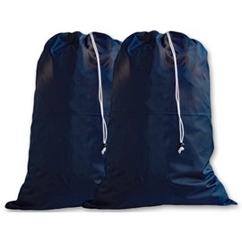 eco2go Nylon Laundry Bags, Locking Drawstring Closure, Machine Washable, Extra Large Navy Blue (2 Pack)