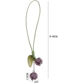 YSSZAM Cell Phone Strap Flower Phone Charm,Cute Keychain Lanyard String Charm,Car Key Hanging Pendants Decor,Tulip Keychain String Ornament Cell Phone Charms for Purse Backpack Wallet
