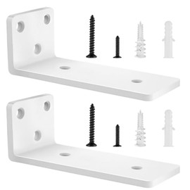 Pack of 2 Shelf Brackets, Shelf Brackets, 20 cm, Heavy Duty L Shelf Bracket with Mounting Screws for Living Room, Office, Kitchen, Load Capacity 75 kg (White) 6 Inches