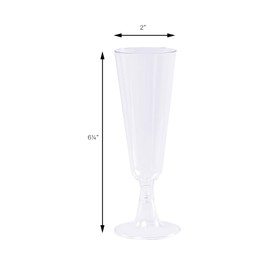 DecorFest Premium Plastic Champagne Flutes (12-Pack) 5.5oz Disposable Clear Plastic Champagne Glasses, Toasting Flute Set for Mimosas, Bloody Mary's, Wine Glasses, Sodas, Cocktail Cups and more