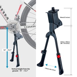 Stormshopping Bike Kickstand Adjustable Aluminium Alloy Stationary Bike Stand For Adult Electric Bicycles,Double Leg Non-Slip Center Mount Kickstand For Adult Bike Fit 24-29inch Heavy-Duty Cargo Bike