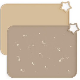 Moonkie Manteles de silicona para bebé y niño, antideslizantes a prueba de manchas, para niños pequeños, manteles individuales para comer, juego de 2 paquetes