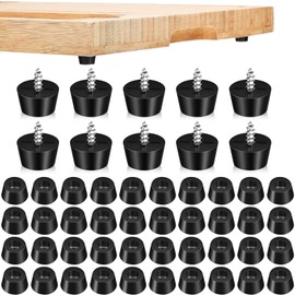 50 Niveladores para Muebles, Almohadillas de Goma Negras con Tornillos de Acero, Protectores para Pisos de Madera, Reductores de Ruido para Hogar y Of