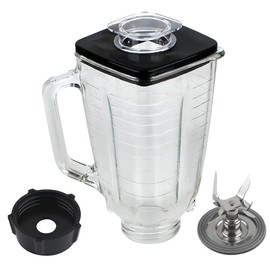 Joyparts Replacement parts 5-Cup Square Glass Jar with blade Assembly,Compatible with Oster Blenders