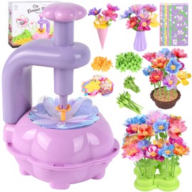 Charmofun DIY Flower Craft Set, Craft Girls 3 4 5 6 7 Years, Flower Craft Toy with Flower Machine, Flower Garden Toy, Bouquet Gifts Creative for Girls from 3 Years